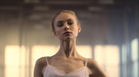 A woman in a elegant white dress posing for a stunning portraitの素材