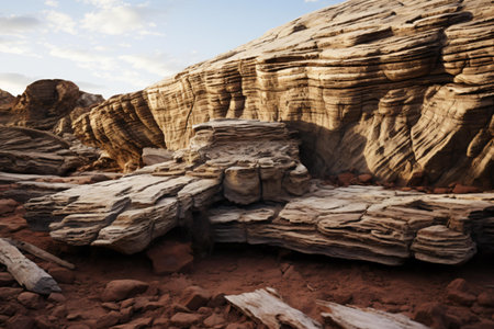 A majestic rock formation in the heart of the desertの素材