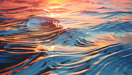 A stunning sunset reflecting on calm watersの素材