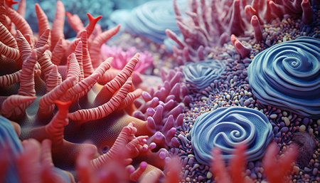 A vibrant and colorful coral reef up closeの素材