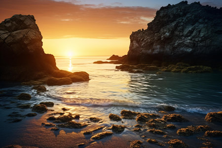 A breathtaking sunset over the oceanの素材