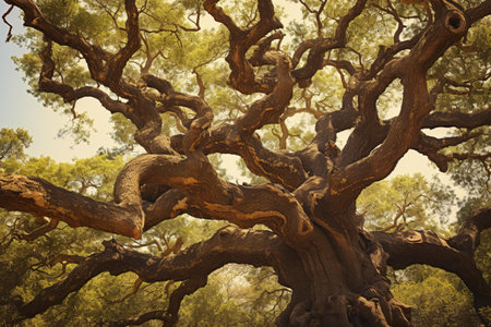 A majestic and sprawling tree with abundant branches reaching towards the skyの素材