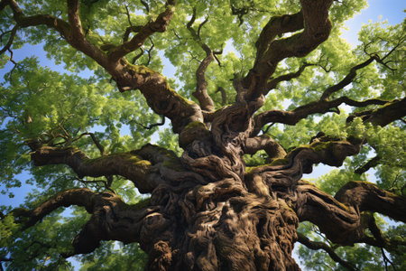 A majestic tall tree covered in lush green leavesの素材