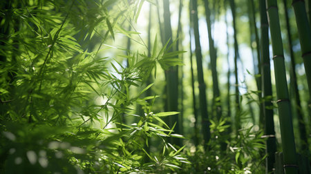 A beautiful bamboo plant bathed in sunlight