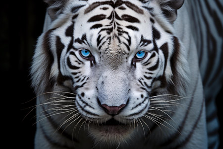 A majestic white tiger with striking blue eyesの素材