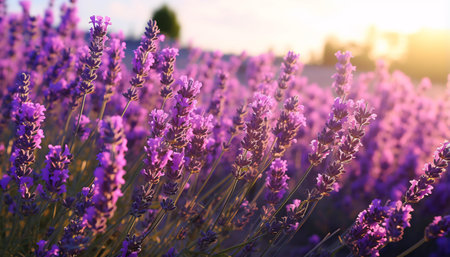 a field of purple flowersの素材