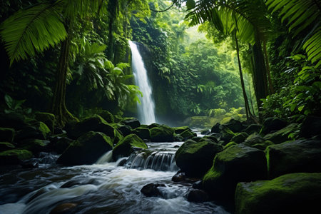 a waterfall in a forestの素材