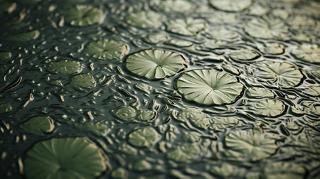 lily pads floating on waterの素材