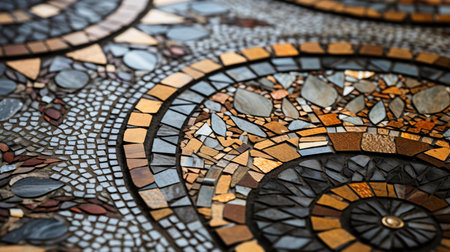 a close-up of a mosaic floorの素材