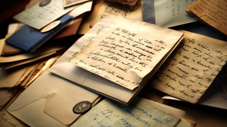 bunch of old letters on the wallの素材
