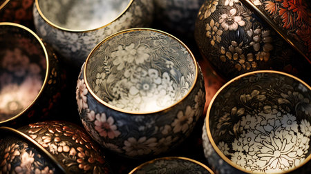 a group of colorful platesの素材