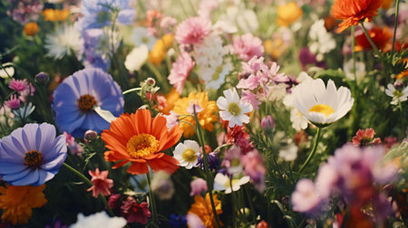 a field of colorful flowersの素材