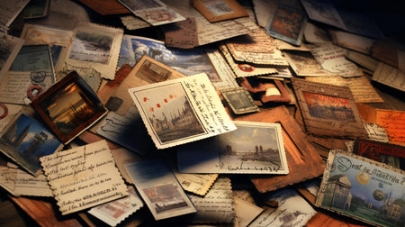 a table full of booksの素材