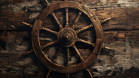 a wooden wheel with a wooden spokeの素材