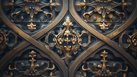 a gold and blue doorの素材