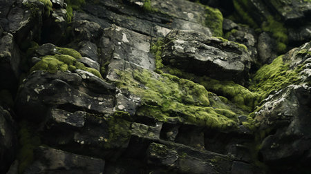 a group of rocks with moss on themの素材