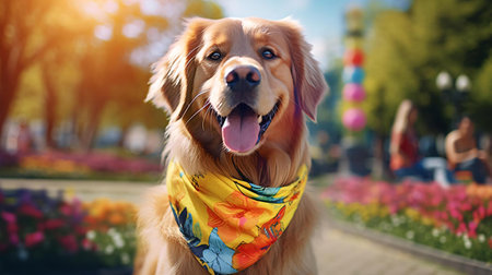 a dog wearing a scarfの素材