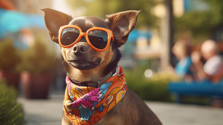 a dog wearing sunglassesの素材