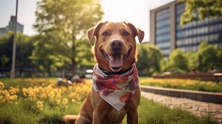 a dog wearing a scarfの素材