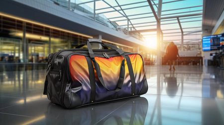 a backpack on a glass floorの素材