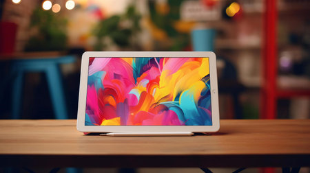 a tablet on a tableの素材