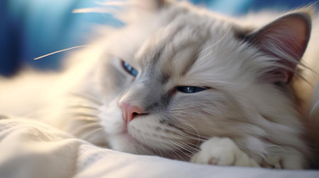 a cat lying on a blanketの素材