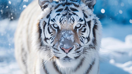 a white tiger with black spotsの素材