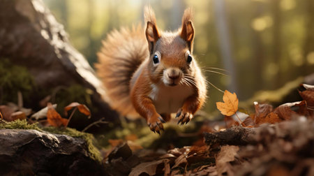 a squirrel standing on a logの素材