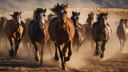 a group of horses runningの素材