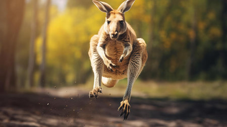 a kangaroo jumping in the airの素材
