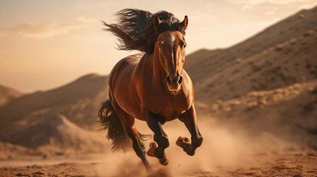 a horse running in the desertの素材