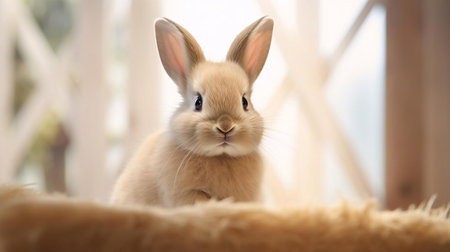 a small bunny on a blanketの素材