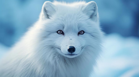 a white fox with blue eyesの素材