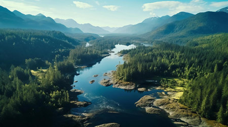a river running through a forestの素材