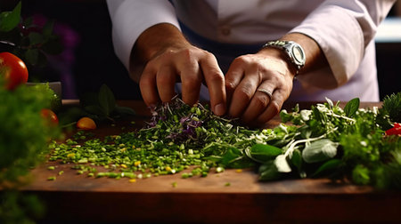 a person cutting vegetablesの素材