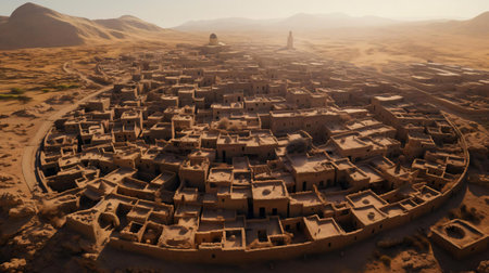 a large group of buildings in a desertの素材