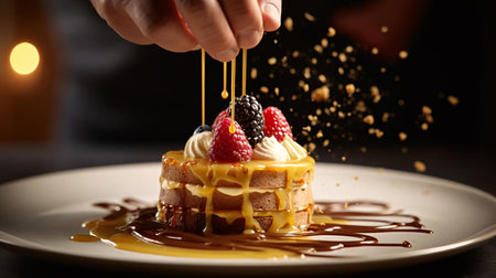 a person lighting a candle on a cakeの素材