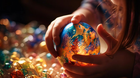 a person holding a globeの素材