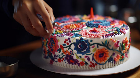 a person cuts a cakeの素材