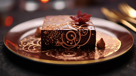 a chocolate cake on a plateの素材