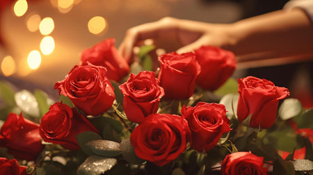 a bouquet of red rosesの素材