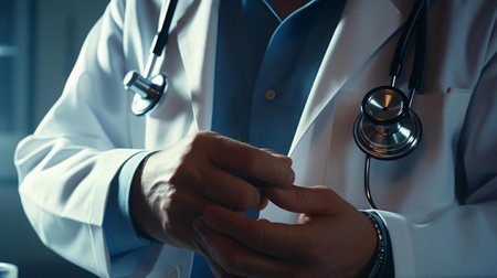 a doctor holding a clipboardの素材