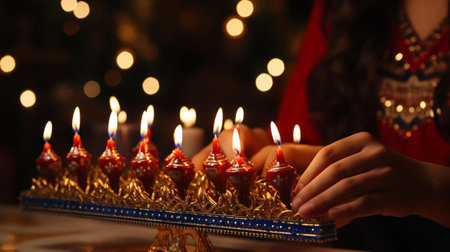 a person lighting candles on a cakeの素材