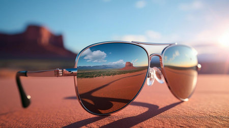 sunglasses on a roadの素材