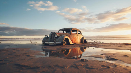 a car on a beachの素材