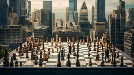 a chess board in a cityの素材