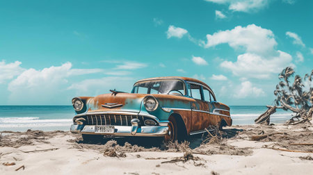 a car on a beachの素材