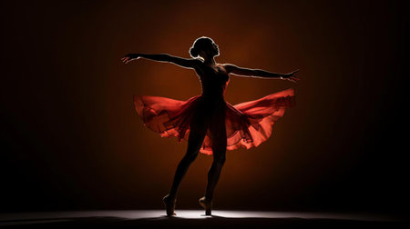 a person dancing with a red dressの素材