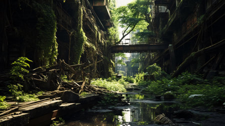 a bridge over a riverの素材