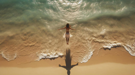 a person standing in the oceanの素材